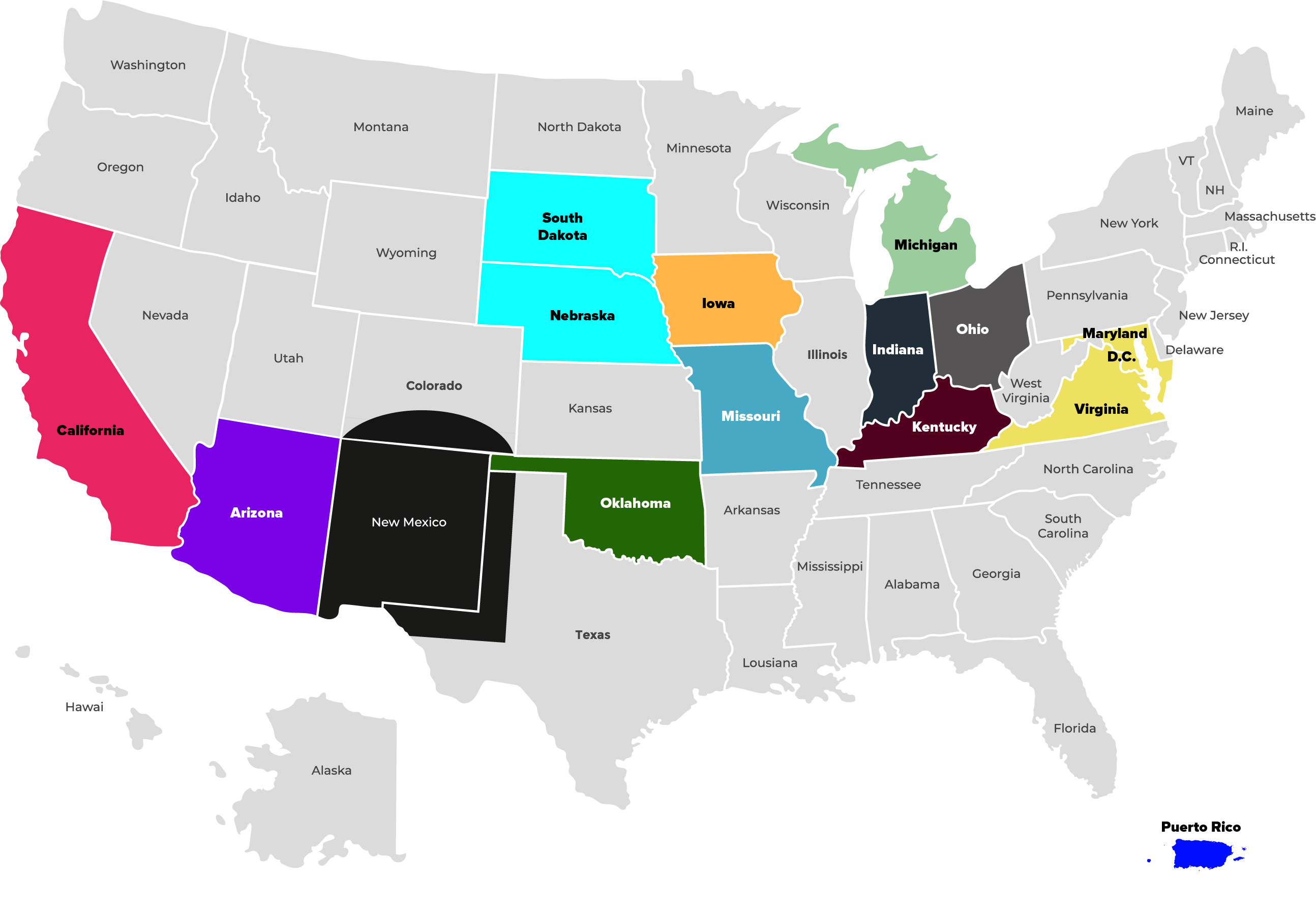 USA Map Vector w Chapters APS Chapters