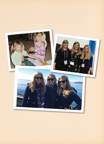 PHOTO CAPTIONS: Bottom left: A young Mindy gives younger sister Amy an injection with their toy medical kit. Right photo, left to right, Kristen, Mindy and Amy during Digestive Disease Week in Washington, D.C. Bottom, left to right, Amy, Kristen and Mindy in the Faroe Islands.