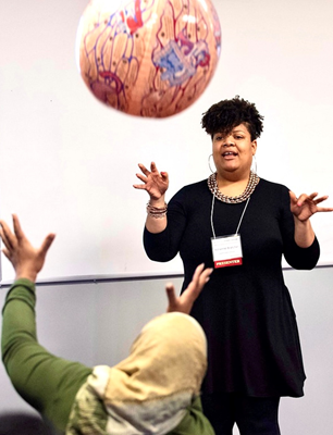 Bratcher presents a workshop on active learning techniques to undergraduate and graduate educators at the 2019 University of Louisville Celebration of Teaching and Learning Conference.