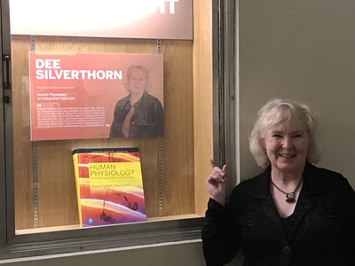 The University of Texas recognizes faculty-staff authors each year. This display showcases the eighth edition of Silverthorn’s textbook “Human Physiology: An Integrated Approach.”