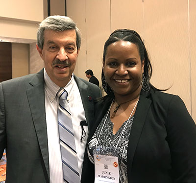 Junie Warrington, PhD, with then-APS Executive Director Martin Frank