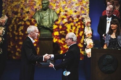 Kobilka, left, receives his Nobel Prize from King of Sweden Carl XVI Gustaf at the Stockholm Concert Hall in December 2012.